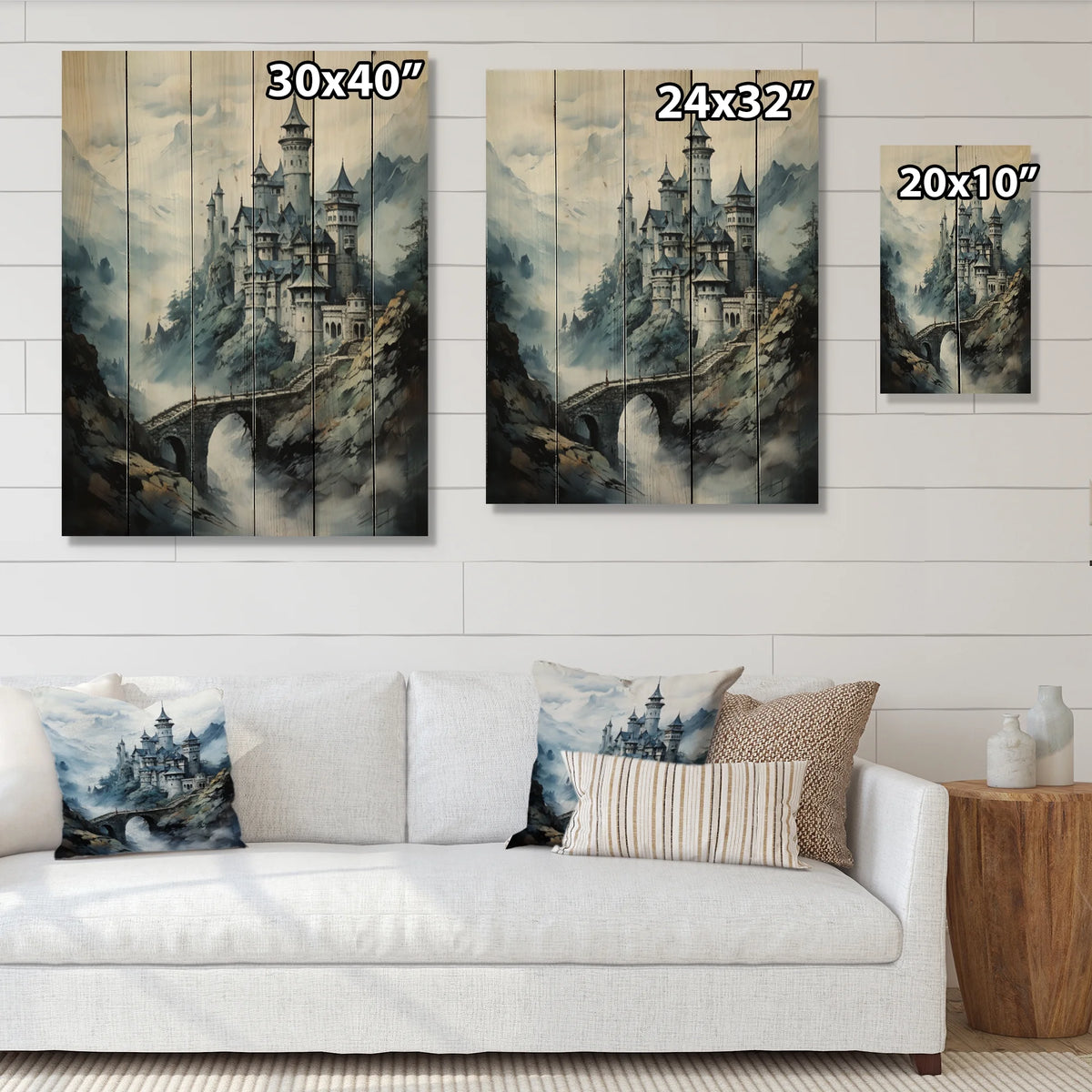 Natural Pine Wood Cityscapes Print Q453