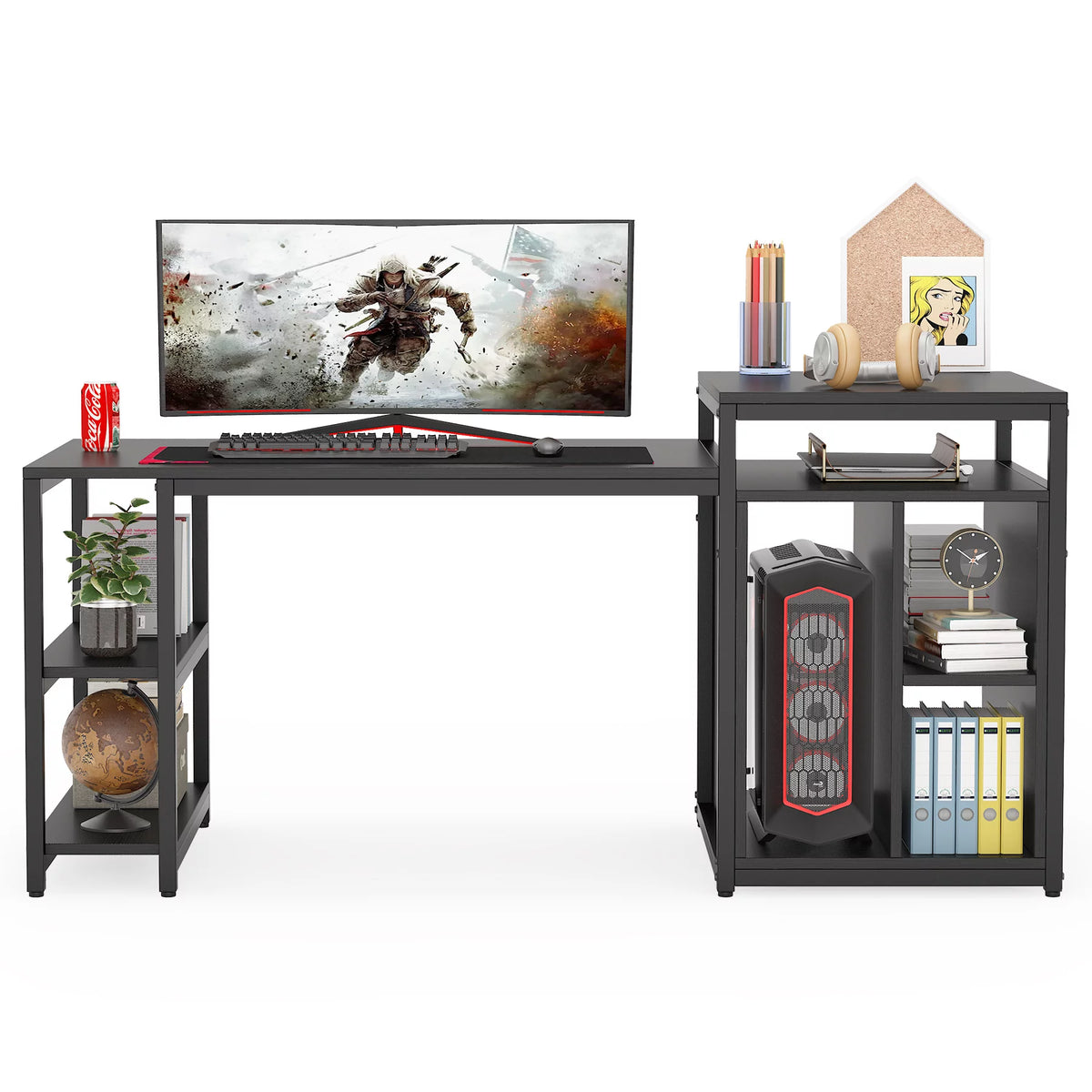 Extra Large Computer Desk with Storage Shelf and Cabinet N186520