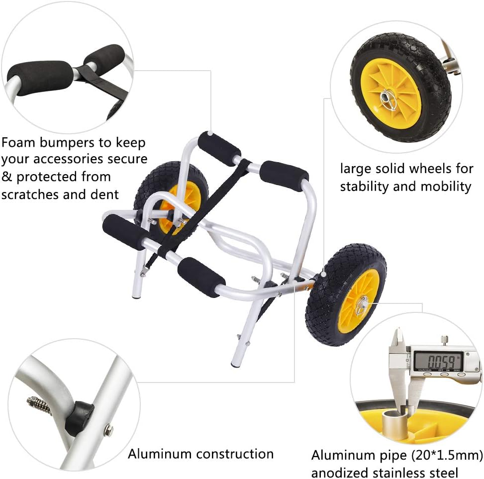 1.5MM Aluminum Alloy Canoeing Trailer Cart Silver W980