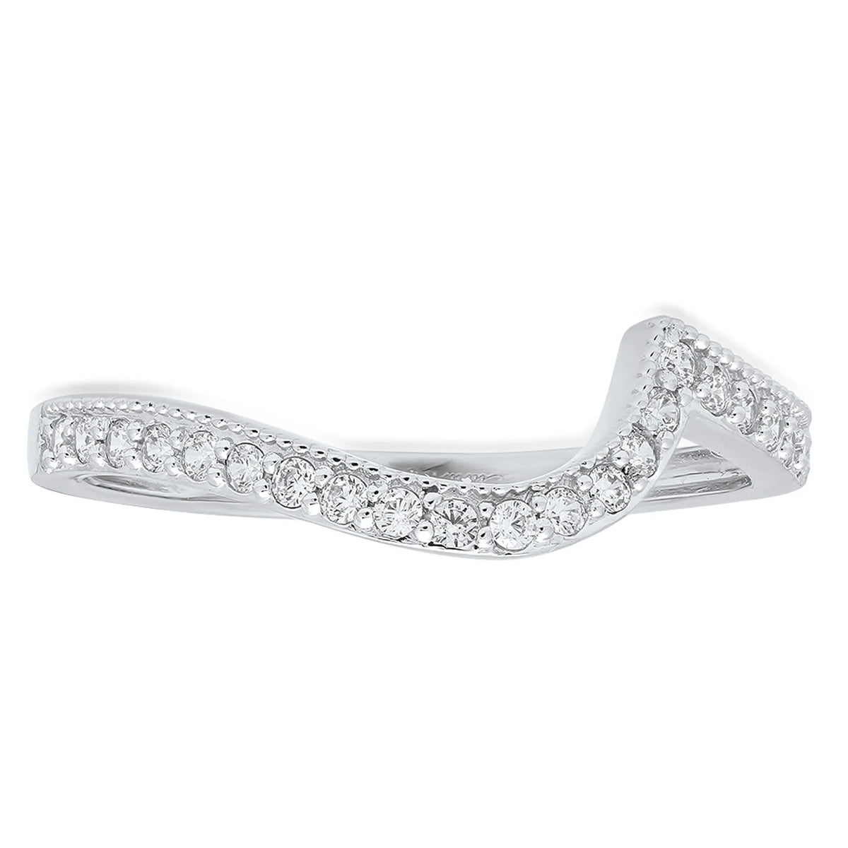 0.16 ct Round Cut Natural Diamond VS1-VS2 J-K Solid 18K White Gold Stackable Ring W529332