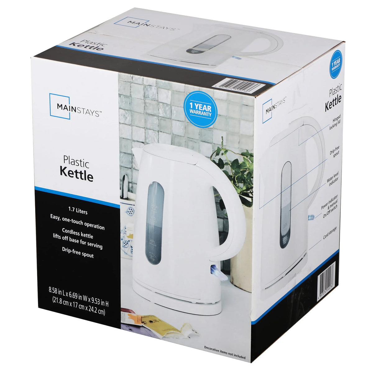 1.7 Liter White Electric Kettle T2432
