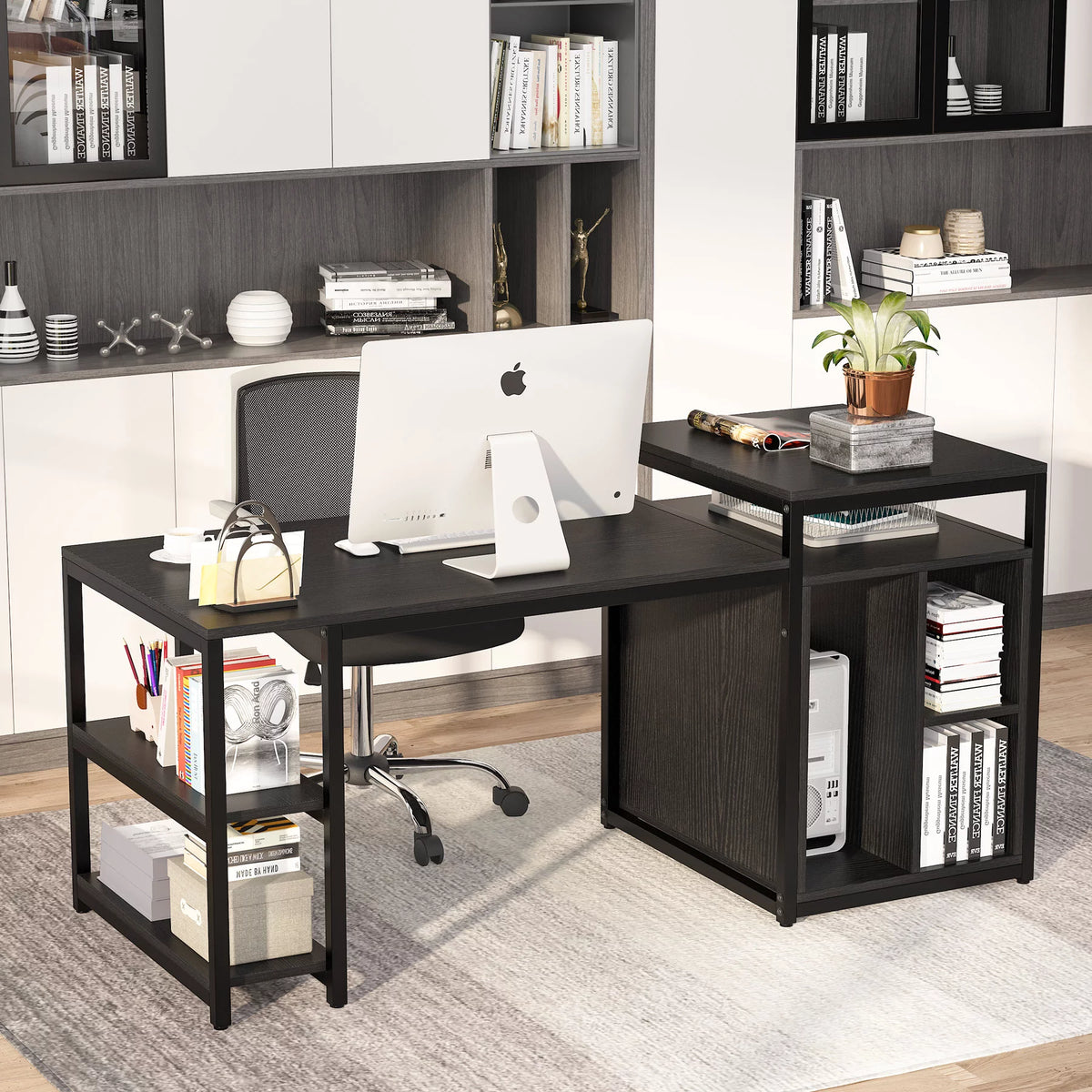 Extra Large Computer Desk with Storage Shelf and Cabinet N186520