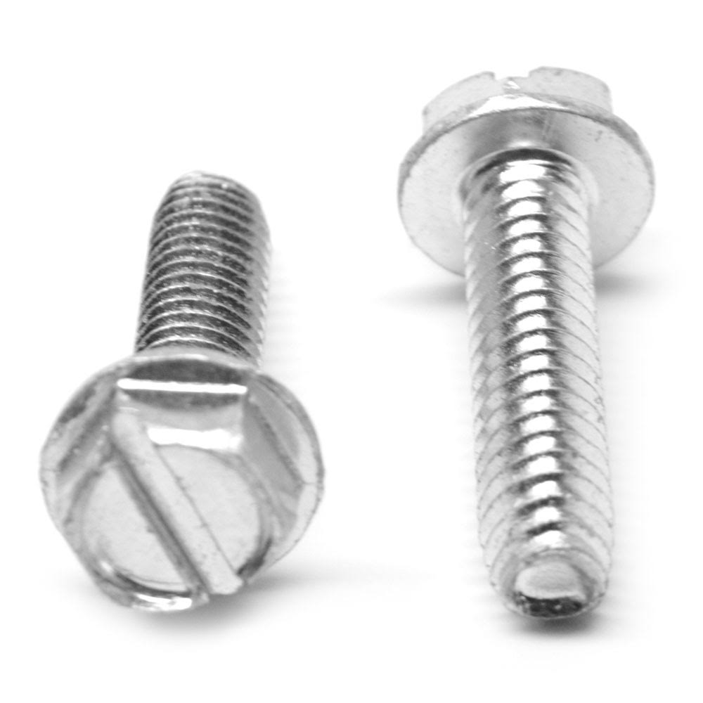 #4-40 x 5/16 Coarse Thread Thread Rolling Screw Slotted Hex Washer Head Low Carbon Steel Zinc Plated B854