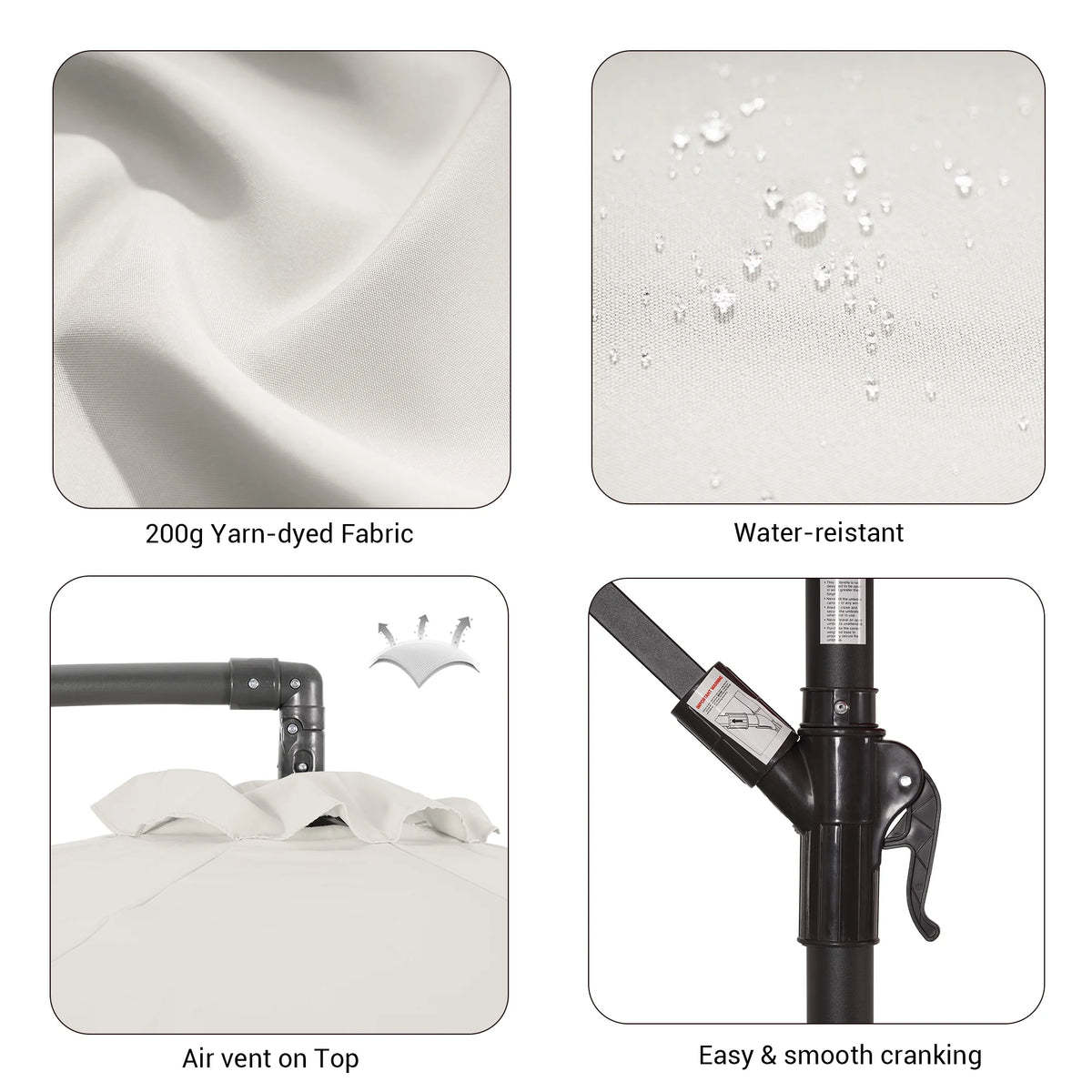 White Round Offset Patio Umbrella L142