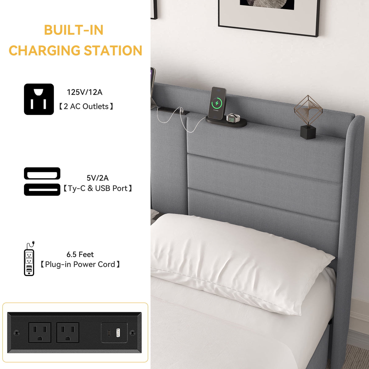 Queen Size Upholstered Platform Bed with Storage Drawers G866