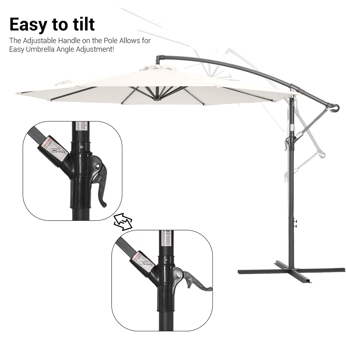 White Round Offset Patio Umbrella L142