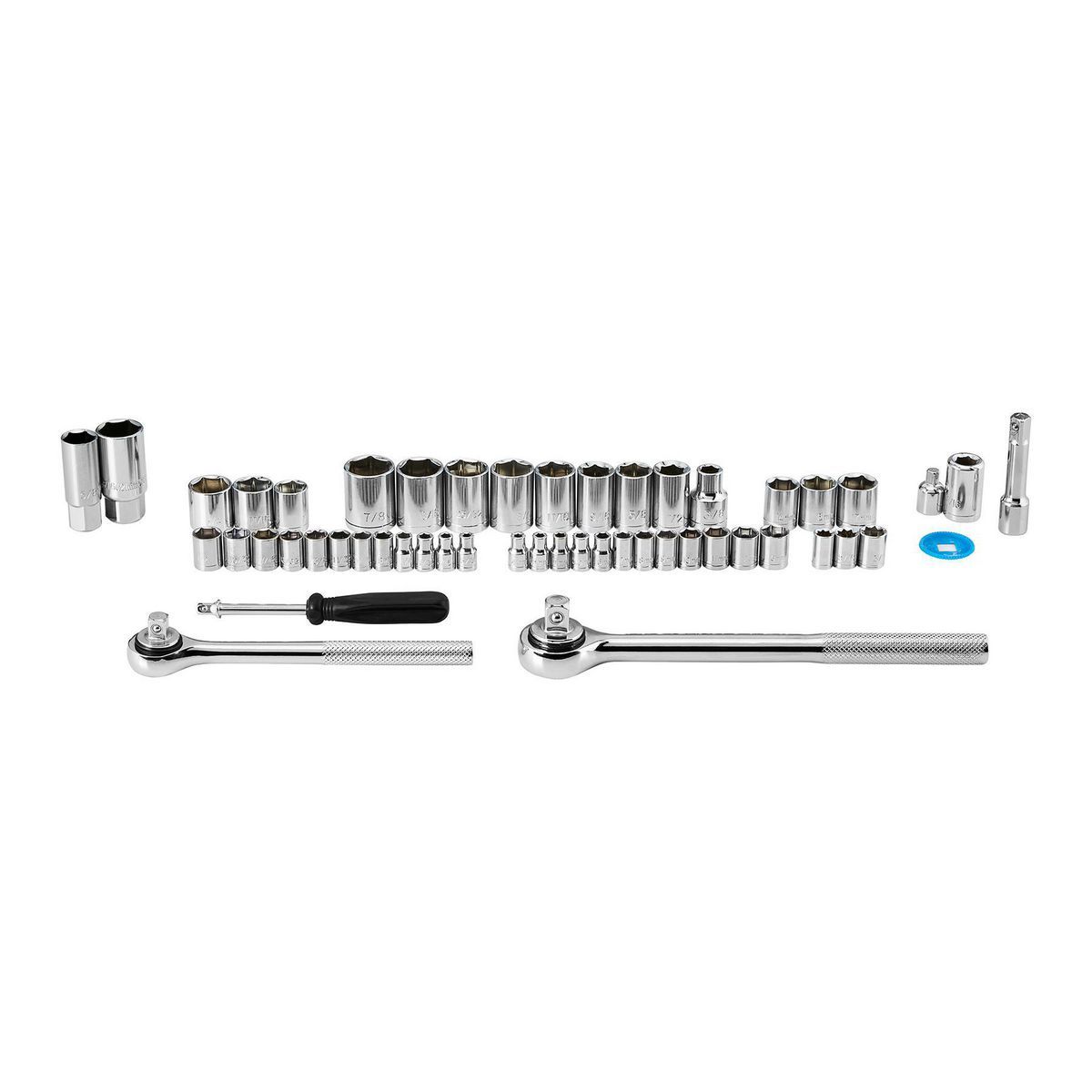 1/4 in., 3/8 in., 1/2 in. Drive SAE and Metric Socket Set, 51-Piece B2893