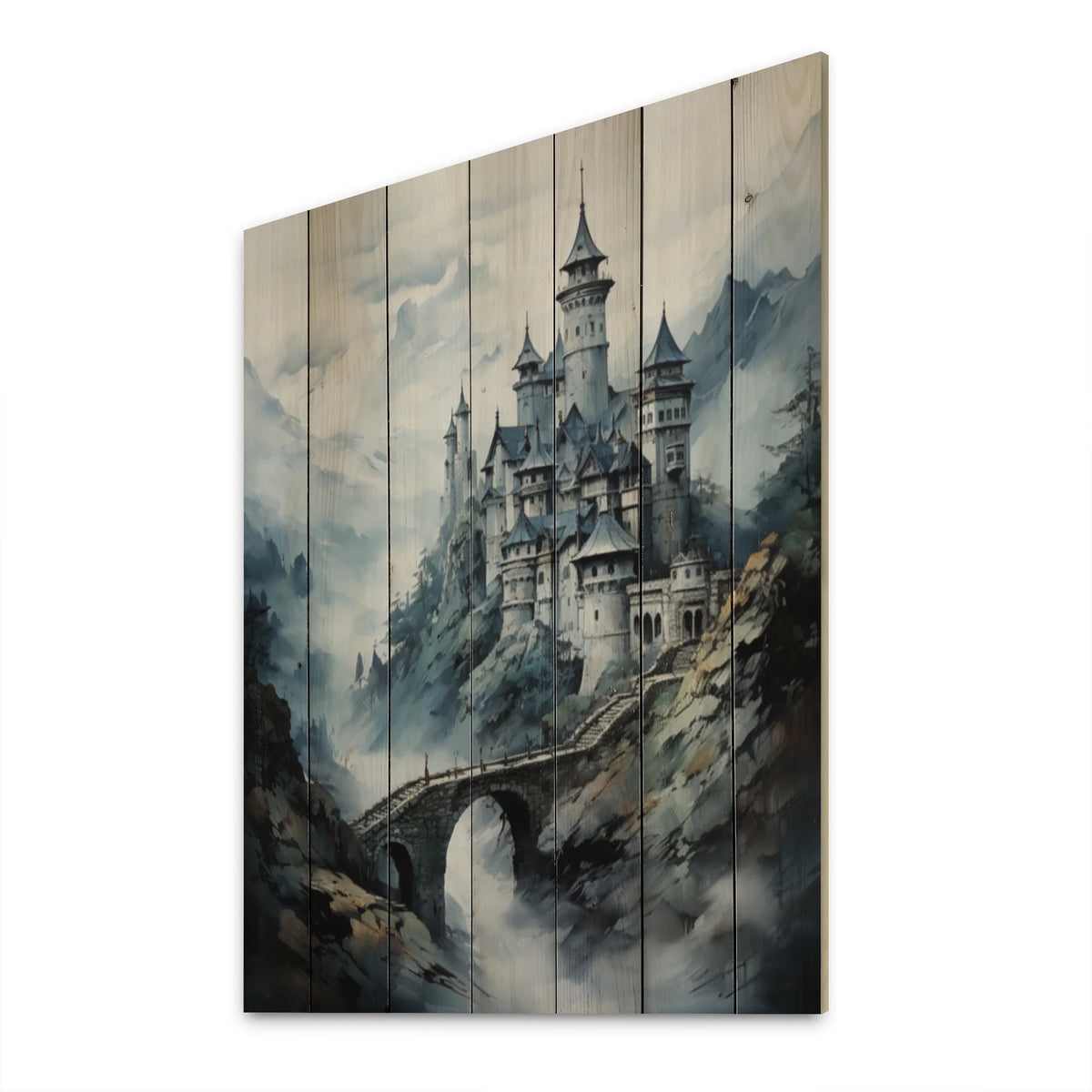 Natural Pine Wood Cityscapes Print Q453