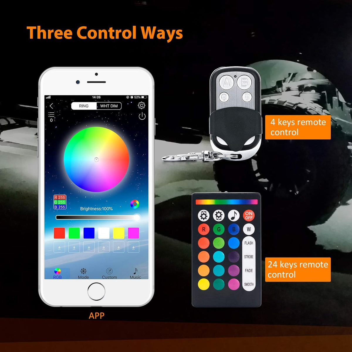10 Pods RGB LED Rock Lights with APP/Double RF Remote Control for Cars Off Road SUV ATV UTV Vehicles Pack of 2 A151