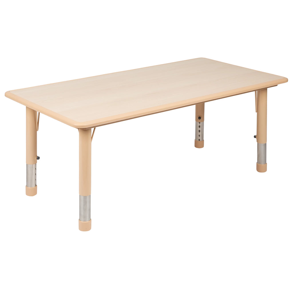 Natural Plastic Height Adjustable Activity Table Set with 6 Chairs J493621