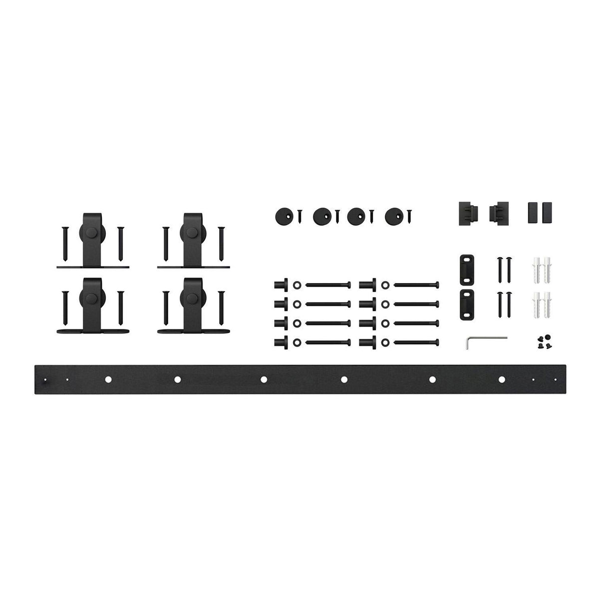 Black Solid Steel Mini Sliding Rolling Barn Door Hardware Kit M853
