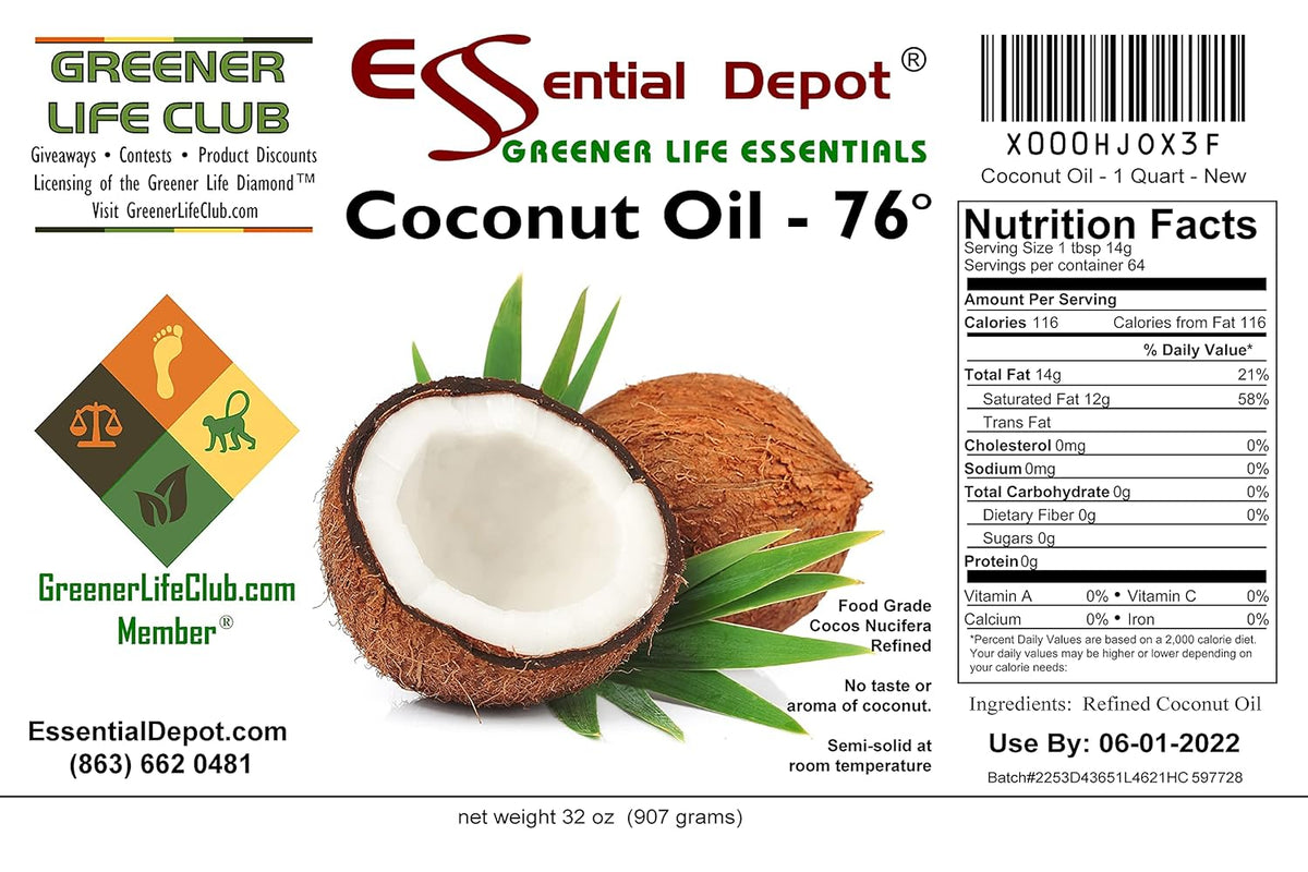 1 Quart 32 oz Food Grade Coconut Oil Q819349