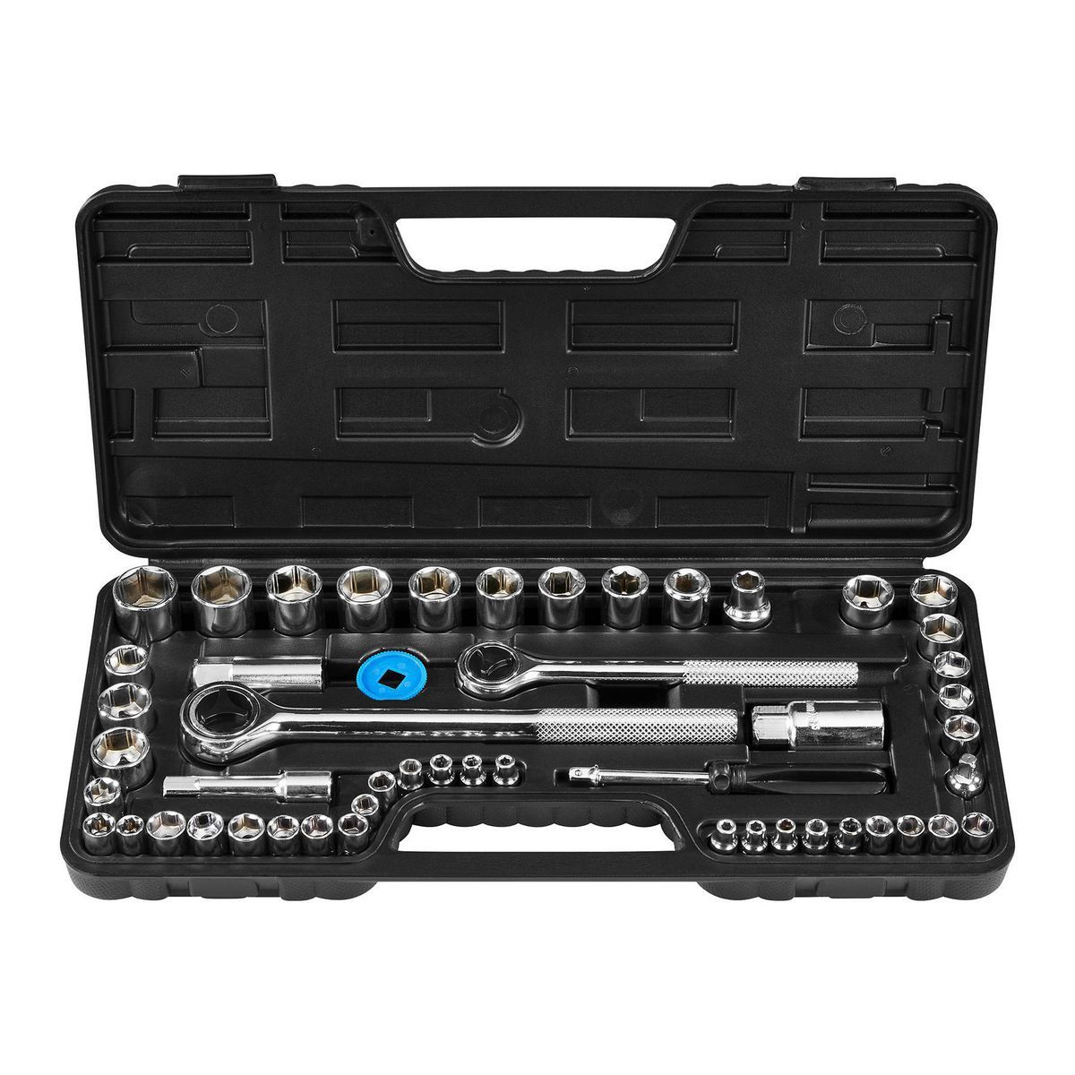 1/4 in., 3/8 in., 1/2 in. Drive SAE and Metric Socket Set, 51-Piece B2893