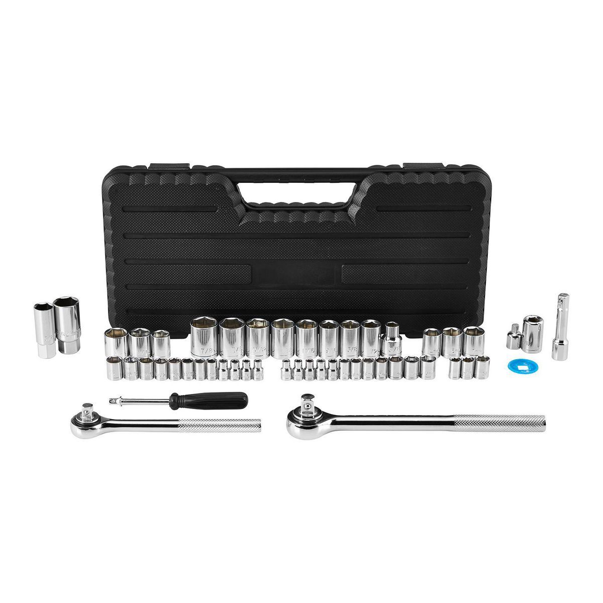 1/4 in., 3/8 in., 1/2 in. Drive SAE and Metric Socket Set, 51-Piece B2893