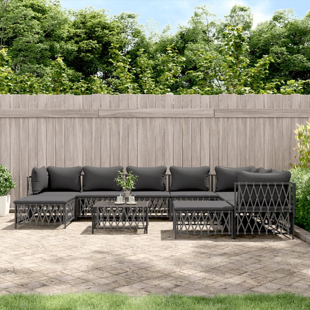 10 Piece Patio Set with Cushions Anthracite Steel P60158