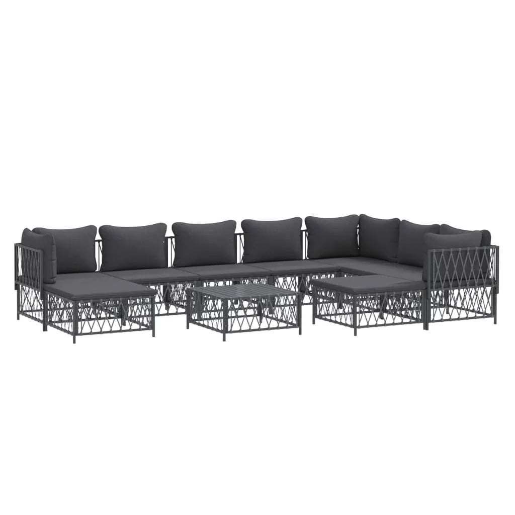 10 Piece Patio Set with Cushions Anthracite Steel P60158