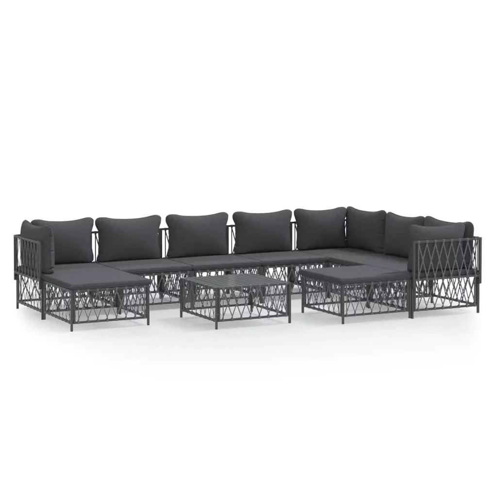 10 Piece Patio Set with Cushions Anthracite Steel P60158
