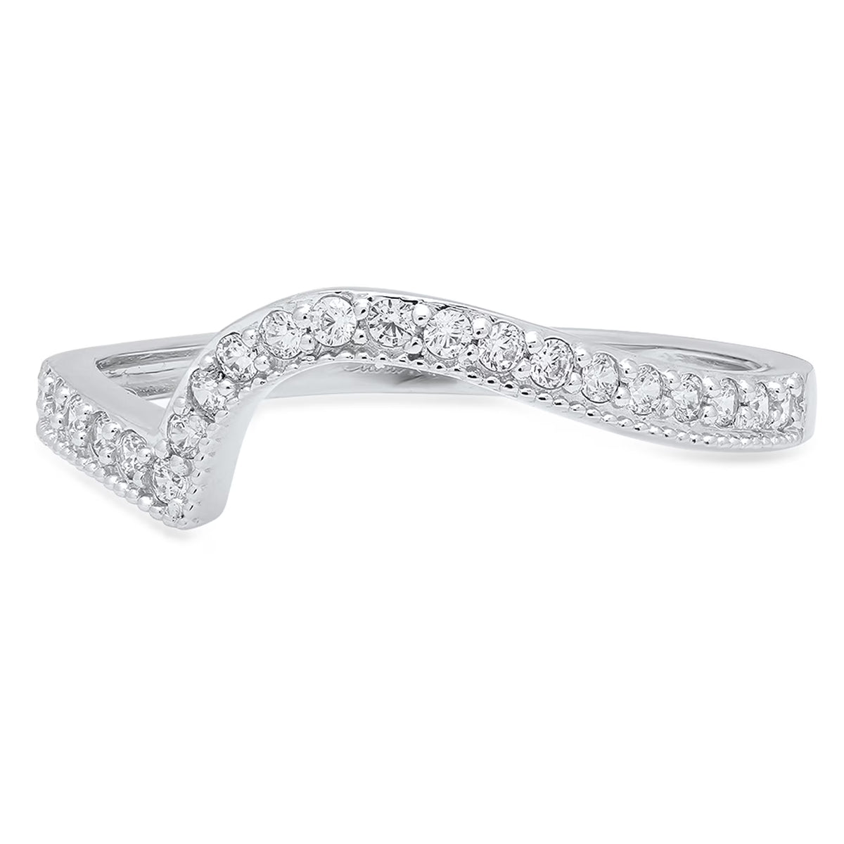 0.16 ct Round Cut Natural Diamond VS1-VS2 J-K Solid 18K White Gold Stackable Ring W529332