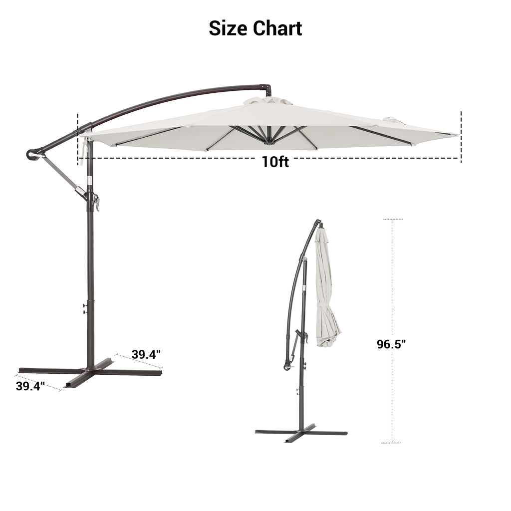 White Round Offset Patio Umbrella L142