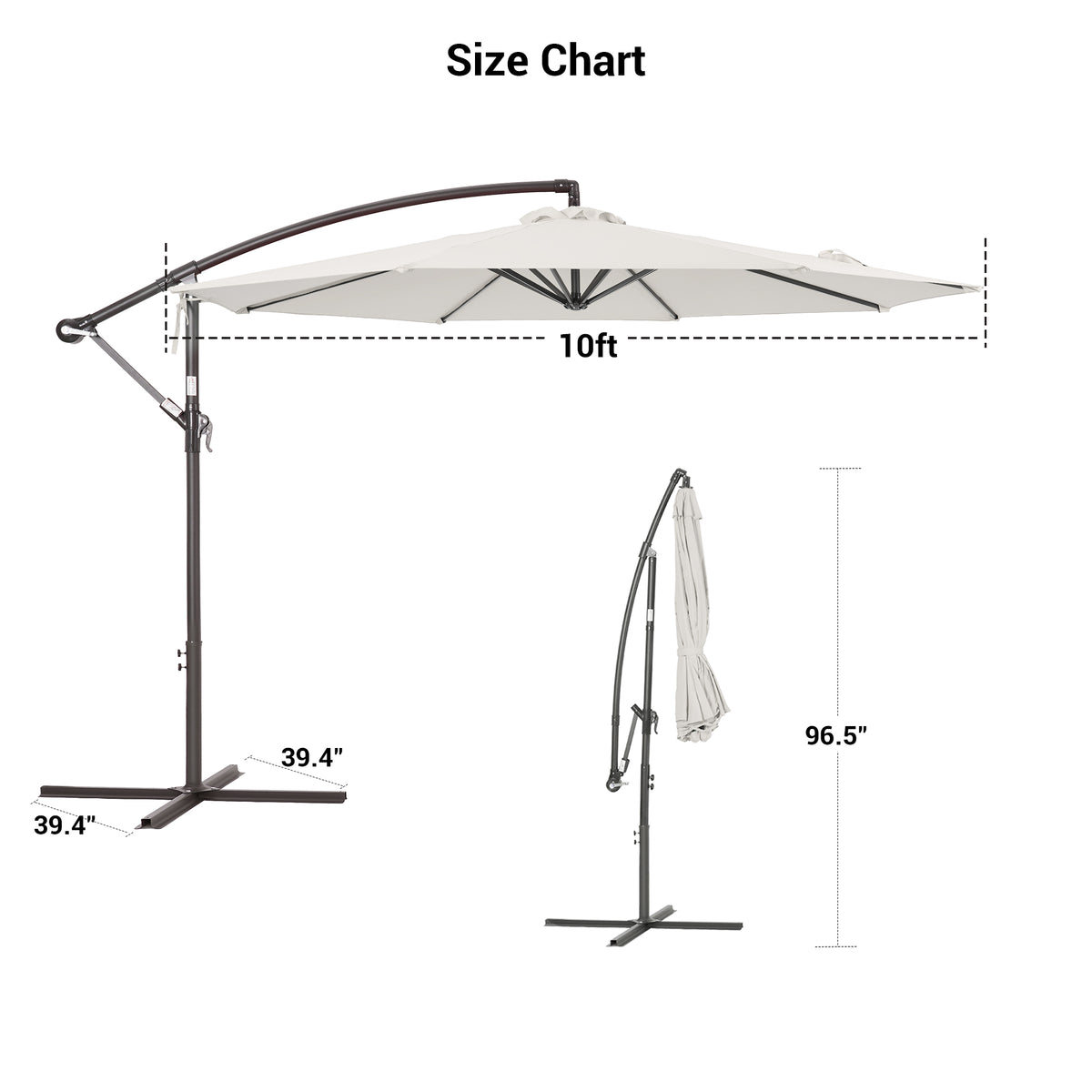 White Round Offset Patio Umbrella L142