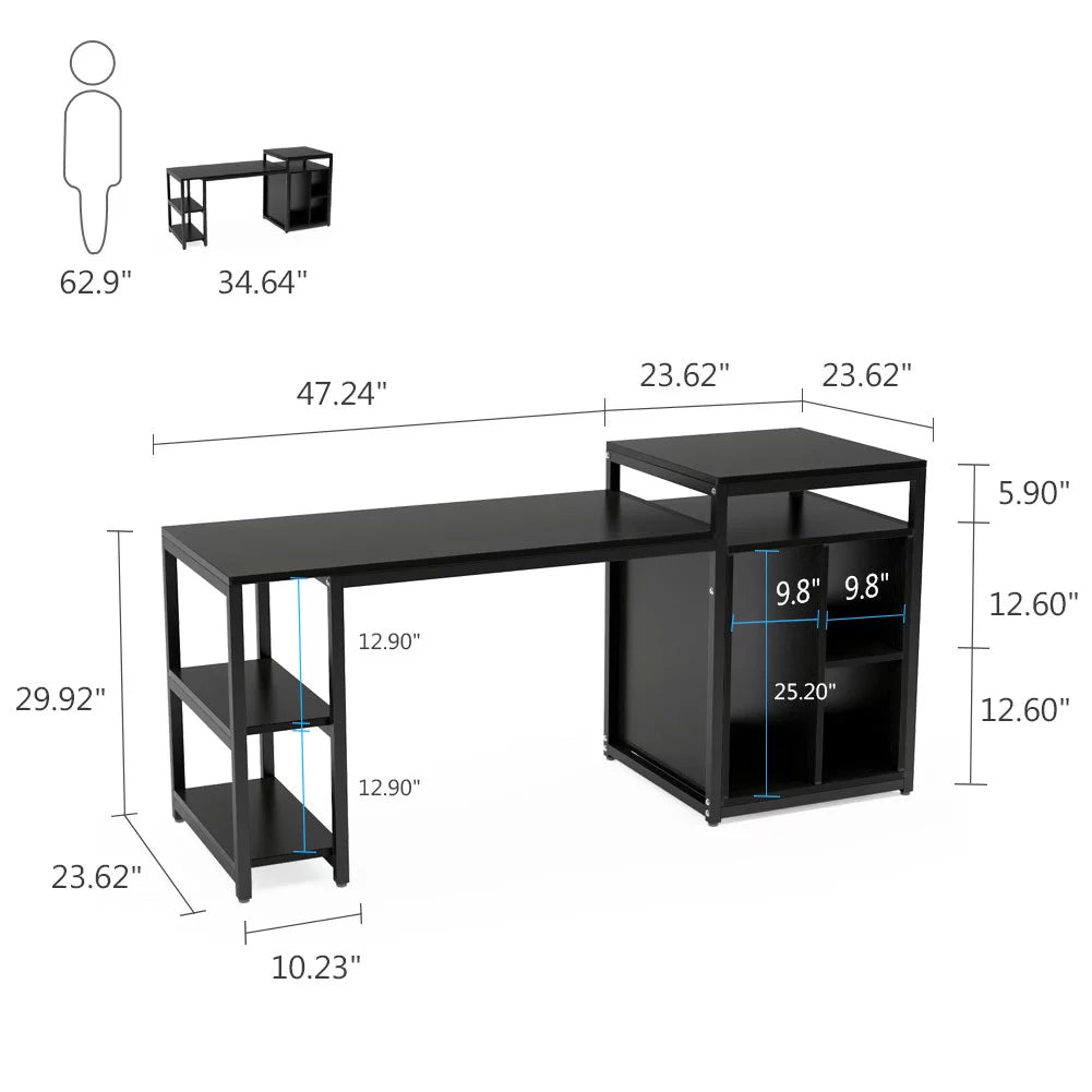 Extra Large Computer Desk with Storage Shelf and Cabinet N186520
